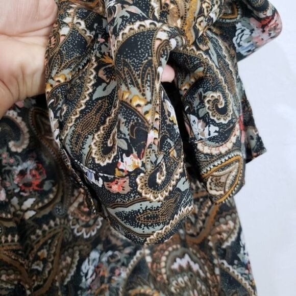 Claudia Richard Vintage Long Sleeves Button up Paisley Print Blouse Size Large - Picture 6 of 11